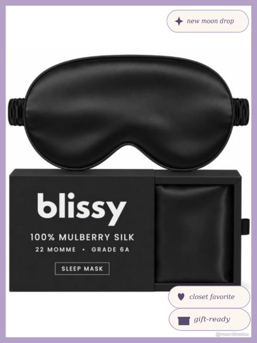100% Mulberry Silk Sleep Mask 22 Momme 6A Blackout Eye Cover